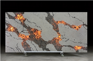 Natural Stone-Look Backlit Quartz Slab Tile Engineered Stone