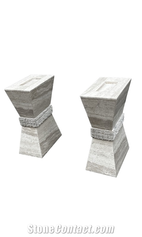 Stone Dinning Table Base#7 In Peruvian Travertine Polished