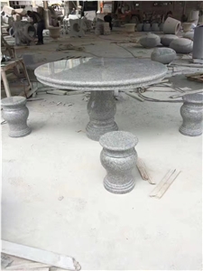 6-Stool Granite Garden Table Green Grade Garden Furniture