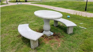 6-Stool Granite Garden Table Green Grade Garden Furniture