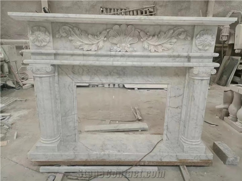Carved Marble Modern Fireplace Carrara Fireplace Mantel