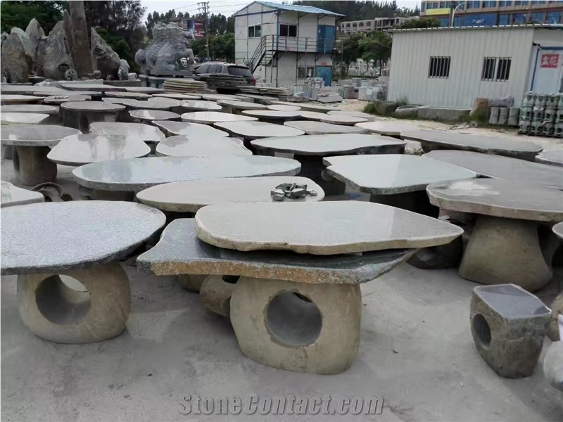 Landscaping Granite Furniture 4-Stool G654 Circle Table Set