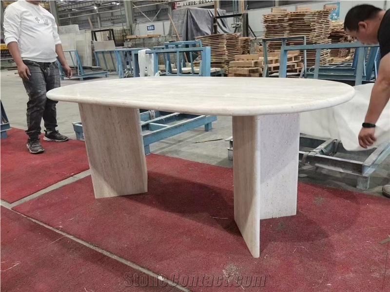 Luxury Travertine Dining Table Travertino Romano Furniture