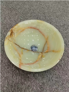 Onyx Wash Basin Light Green Onyx Undermount Round Bath Sink