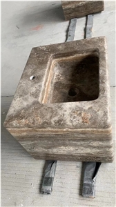 Travertine Kitchen Sink Silver Travertine Square Wash Basin