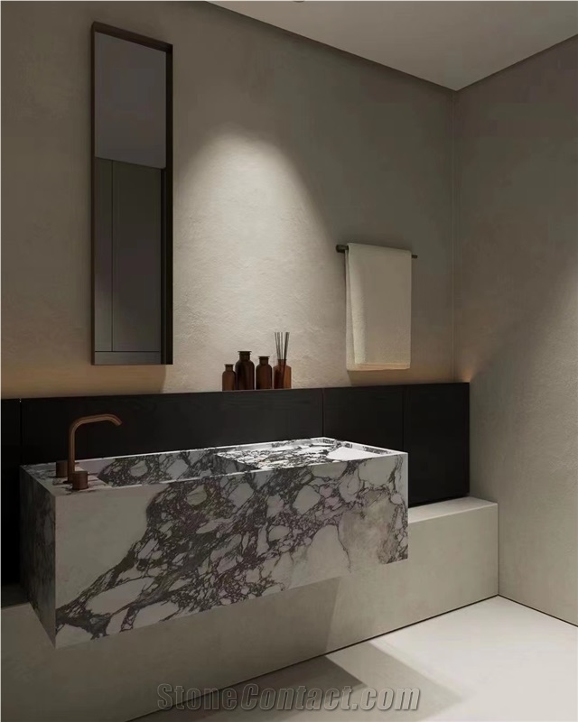 Twisting Marble Pedestal Wash Basin Milas Lilac Square Sink