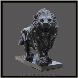 Absolute Black Granite Lion Sculpture
