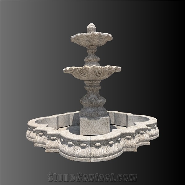 Brown Granite Carving Large Fountain
