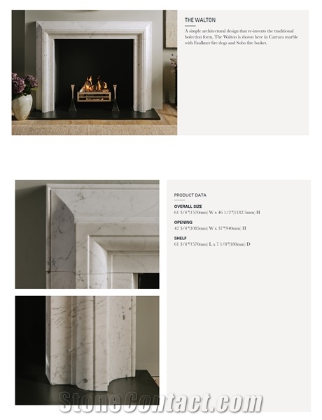 Carrara White Marble Simple Modern Fireplace