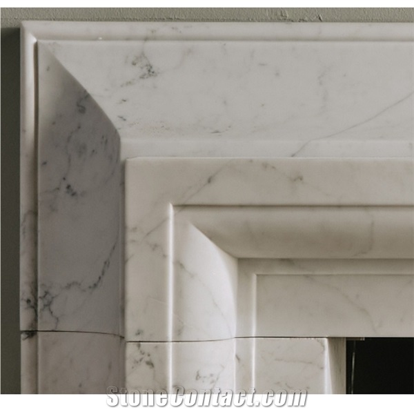 Carrara White Marble Simple Modern Fireplace
