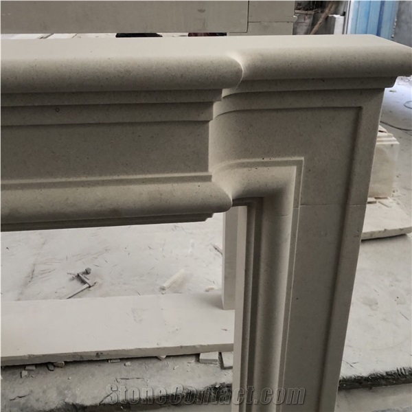 Portugal Limestone Modern Fireplace