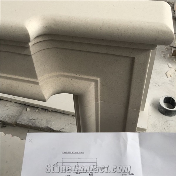 Portugal Limestone Modern Fireplace