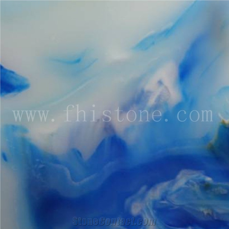 Backlit Blue Artificial Onyx Faux Onyx Wall Panel Slabs