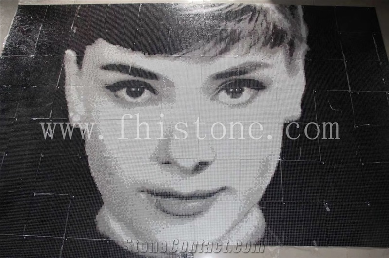 Audrey Hepburn Portrait Painting Marble Mosaic Mural Art