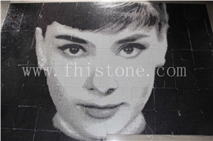 Audrey Hepburn Portrait Painting Marble Mosaic Mural Art