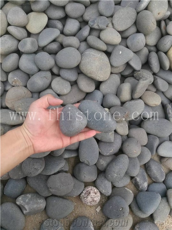 Black Pebble Stone Natural Swarthy Black Pebble Beach Stone