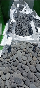 Black Pebble Stone Natural Swarthy Black Pebble Beach Stone