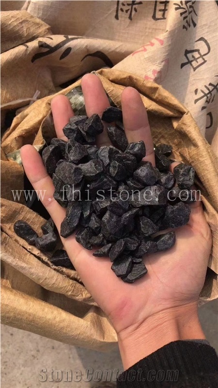 Crushed Stone Black Chip Stone For Landscaping Decoration