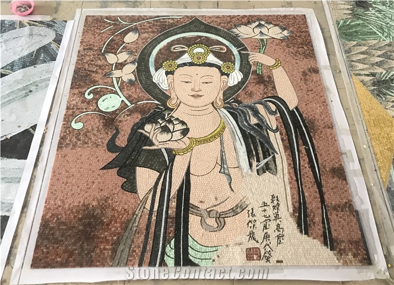 God Idol Marble Painting Budda Mosaic Art Work