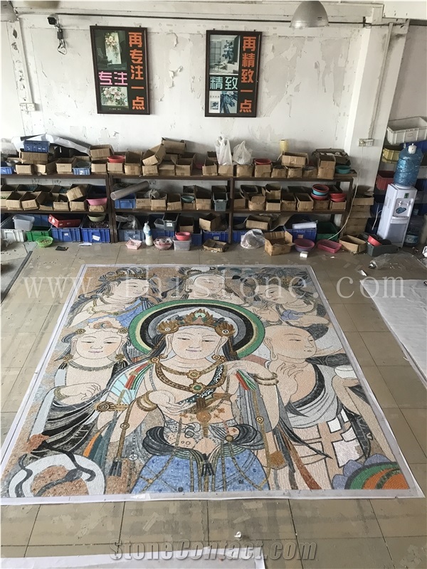 God Idol Marble Painting Budda Mosaic Art Work