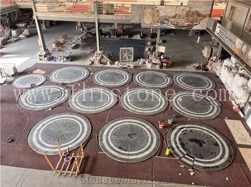 Marble Flooring Brass Inlay Brass Strip  Waterjet Medallion