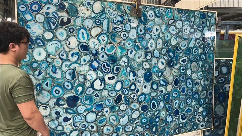 Agate Blue Big Slab For Background Wall