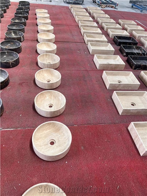 Beige Travertine Round Wash Basin