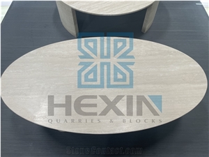 Oval Roman Travertine Coffee/Dinning Table Top