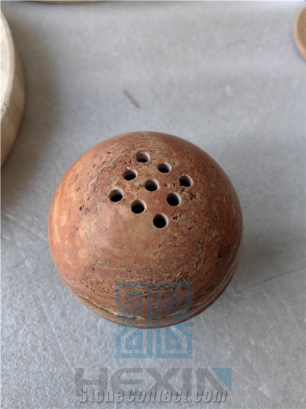 Red Travertine Incense Burner Aromatherapy Ball