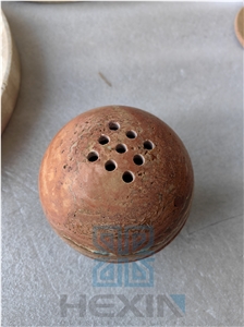 Red Travertine Incense Burner Aromatherapy Ball Red Travertine Incense Burner Aromatherapy Ball