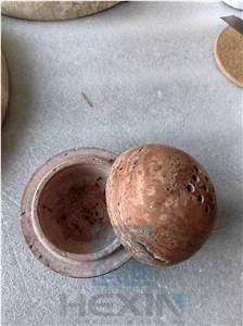 Red Travertine Incense Burner Aromatherapy Ball