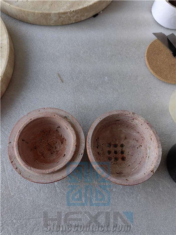 Red Travertine Incense Burner Aromatherapy Ball