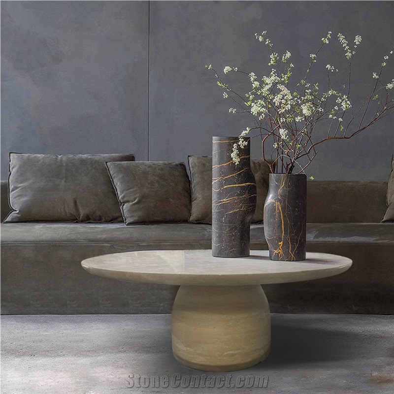 Round Coffee Table Travertine
