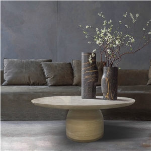 Round Coffee Table Travertine