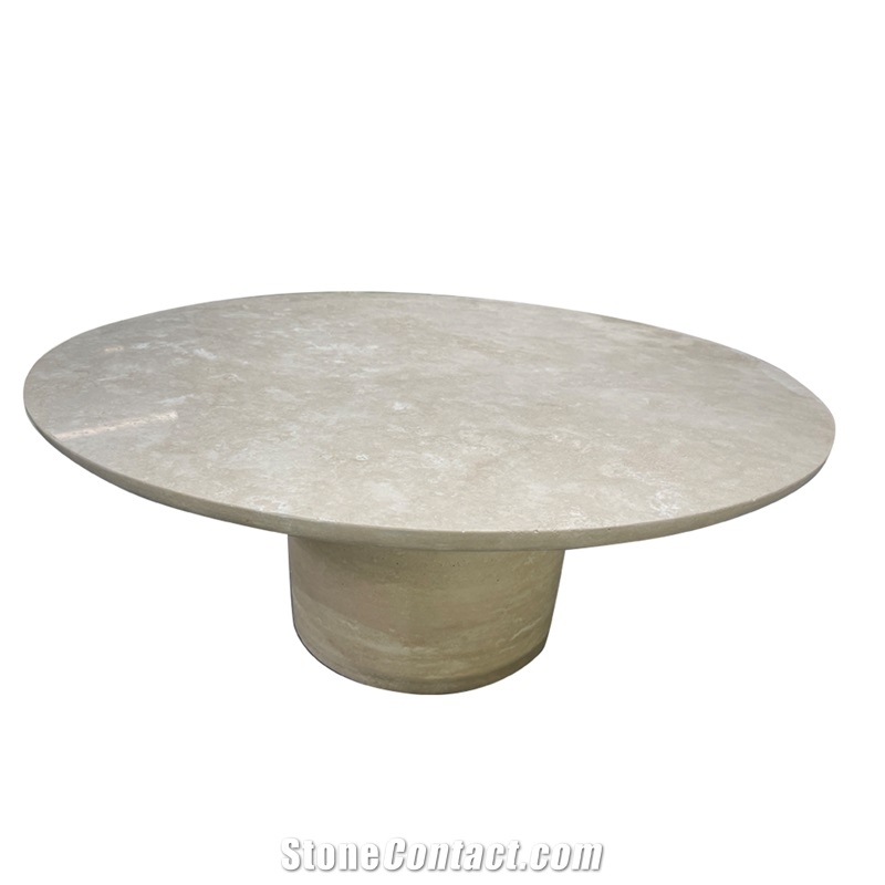 Round Coffee Table Travertine