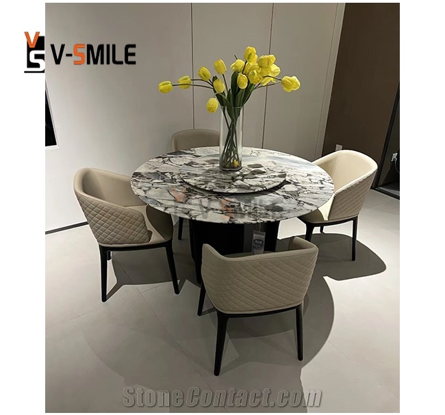 Luxury Stone Elephant White Marble Round Table Tops