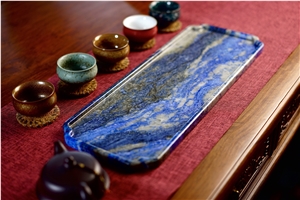 Blue Sodalite Stone Tea Trays Utensil For Tea Sets