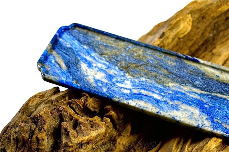 Blue Sodalite Stone Tea Trays Utensil For Tea Sets
