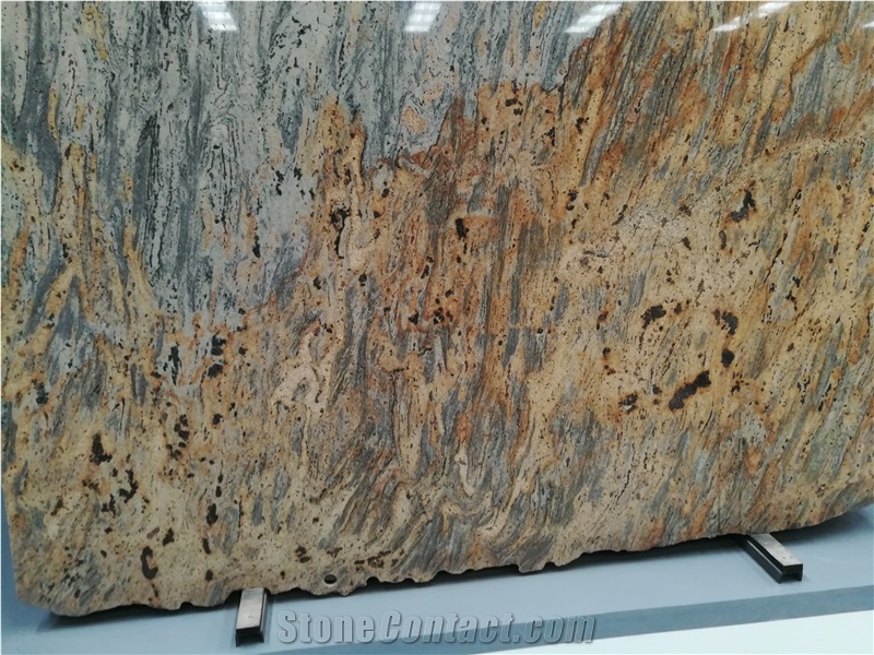 Brazil Amarillo Jaguar Granite Slab Tile For Wall And Floor