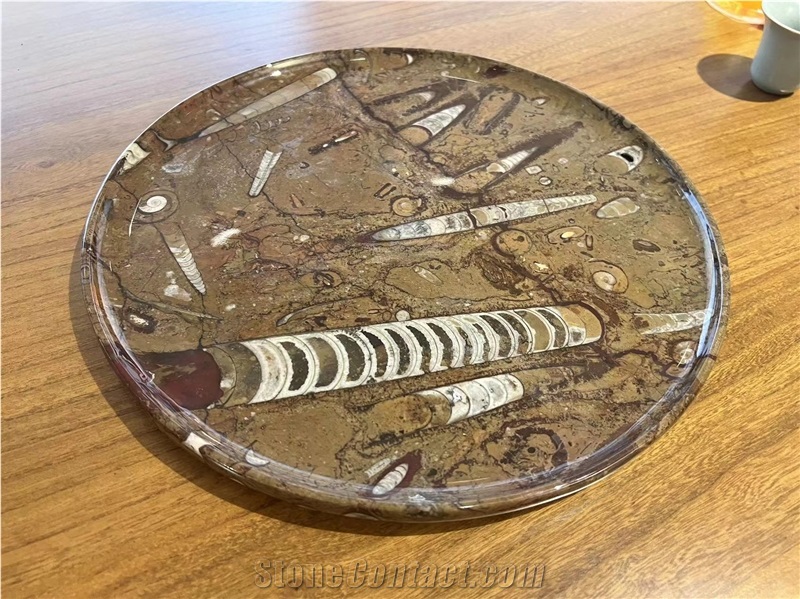 Brown Fossil Marble Serving Plates Tea Trays Utensil