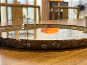 Brown Fossil Marble Serving Plates Tea Trays Utensil