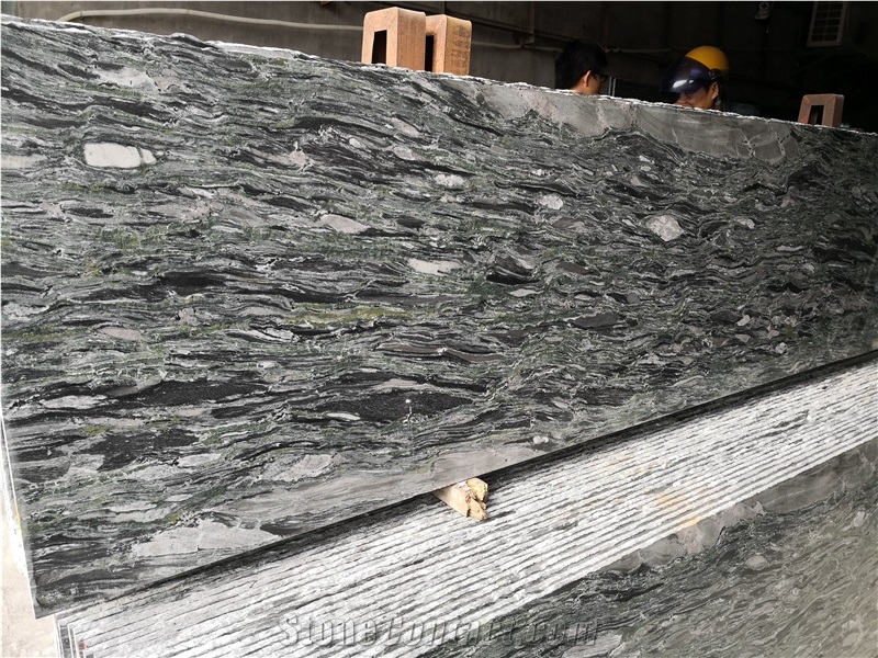 China Sea Wave Green Granite Slab Tile