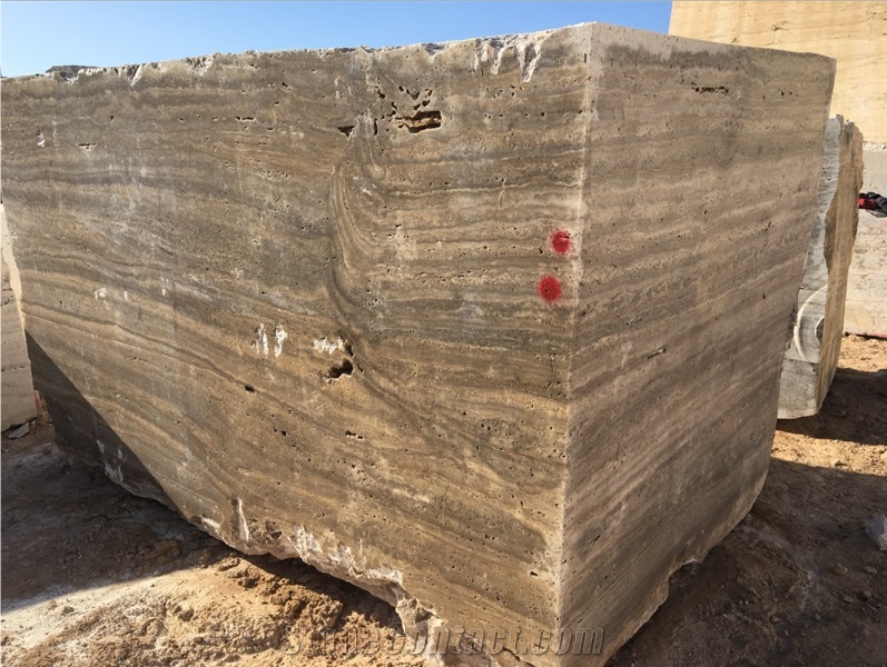 Light Silver Travertine Block