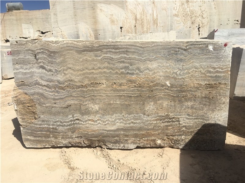 Light Silver Travertine Block