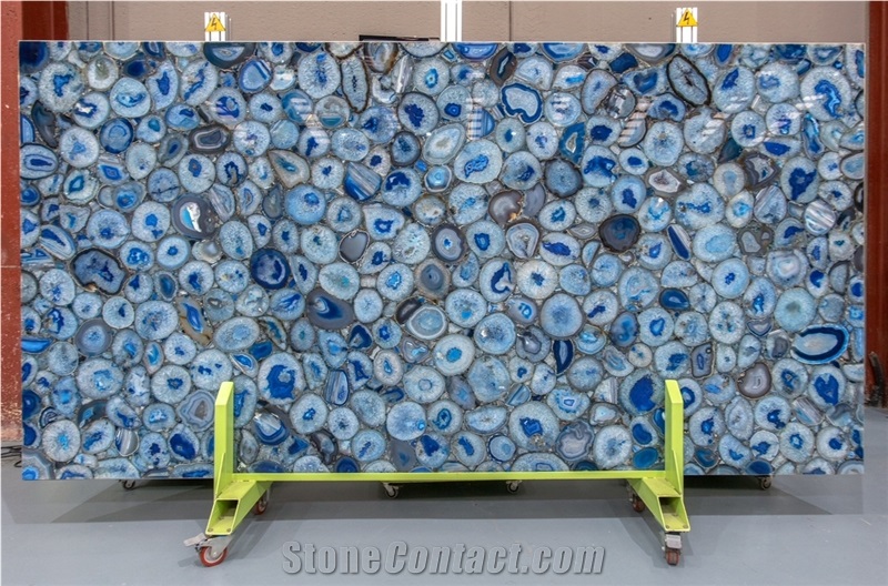 Blue Agate Semiprecious Stone Slabs