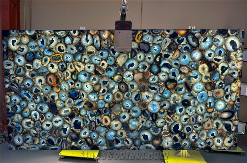 Blue Agate Semiprecious Stone Slabs