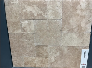 Hazelnut Travertine French Pattern, Brushed, Unfilled