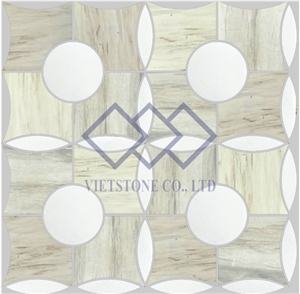 Milk White Marble Waterjet Mosaic Pattern