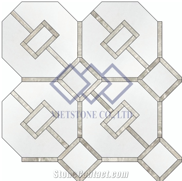 Milk White Marble Waterjet Mosaic Pattern