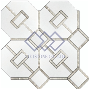 Milk White Marble Waterjet Mosaic Pattern